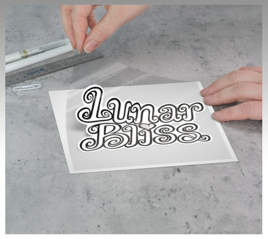 3" to 9" ~ Lunar Bliss Sticker: Raised & textured.