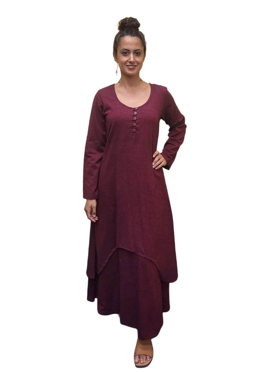 Olivia Maxi Dress: Burgundy / L/XL